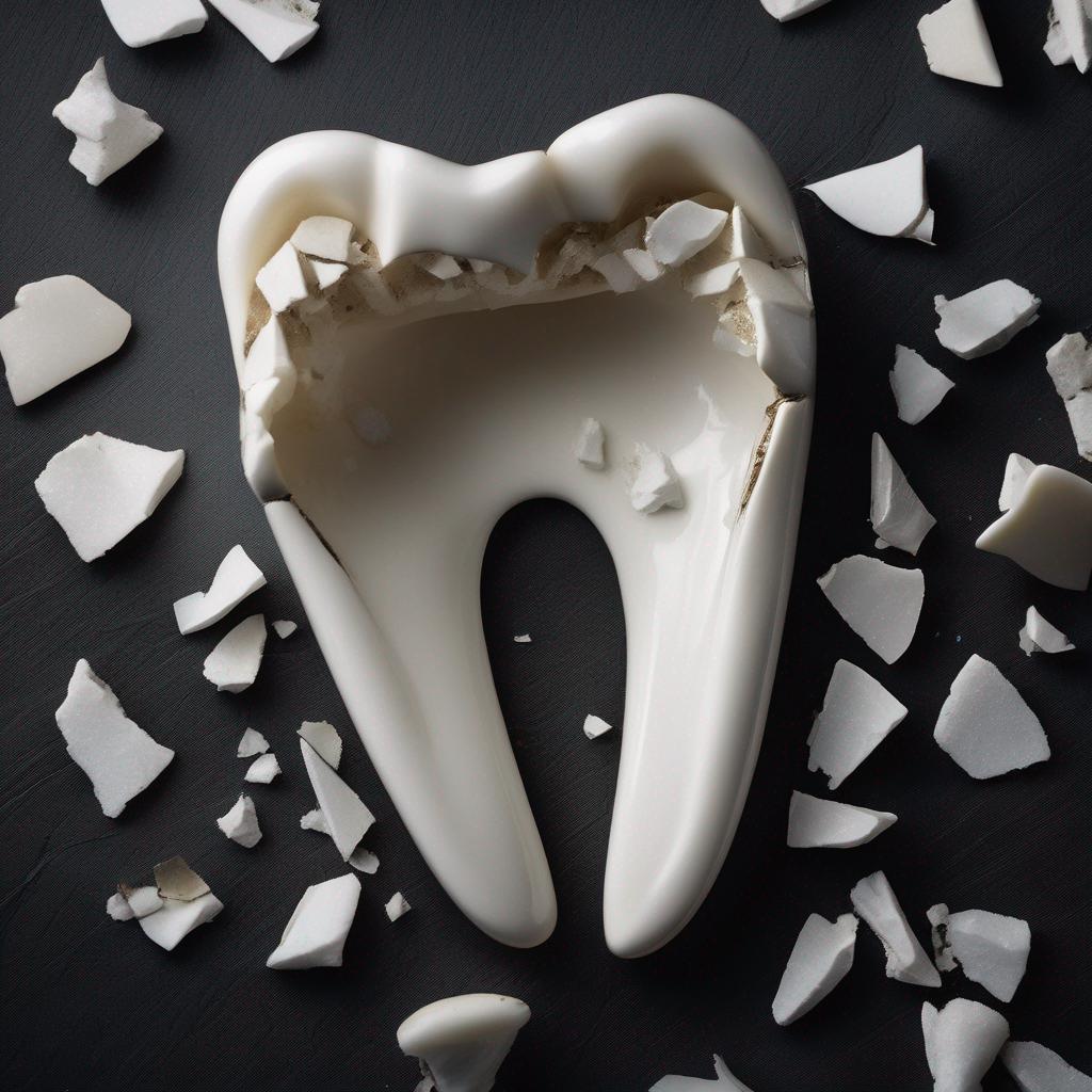 The fragile nature of dreams - A shattered tooth represents the hidden fears and anxieties that haunt our subconscious minds.