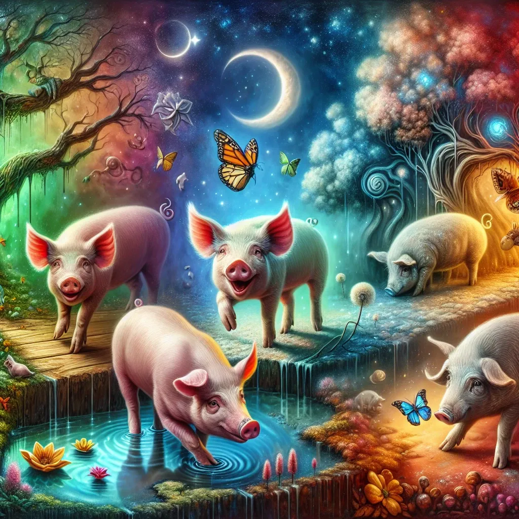 Illustration of pigs in a dream