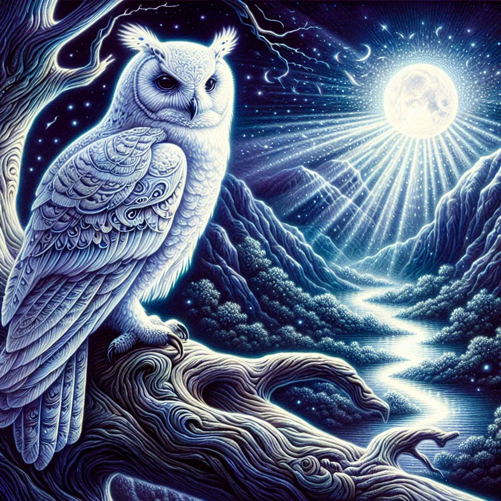 Illustration of a white owl in a dream