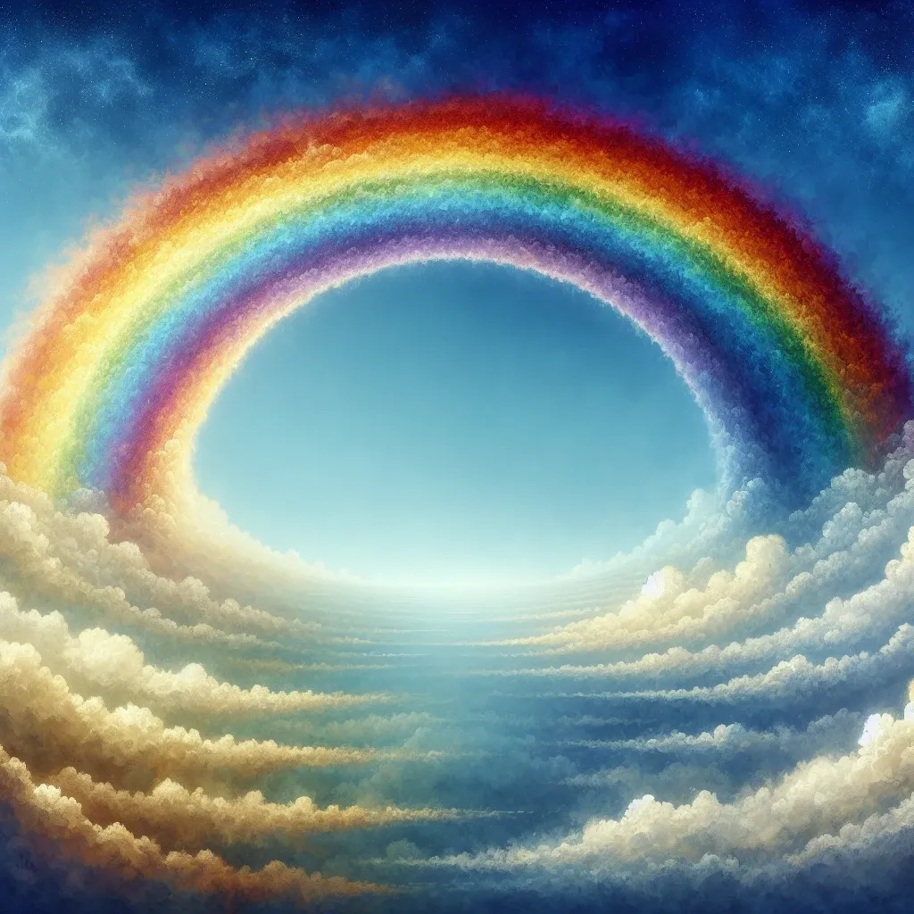 Illustration of a rainbow in the sky