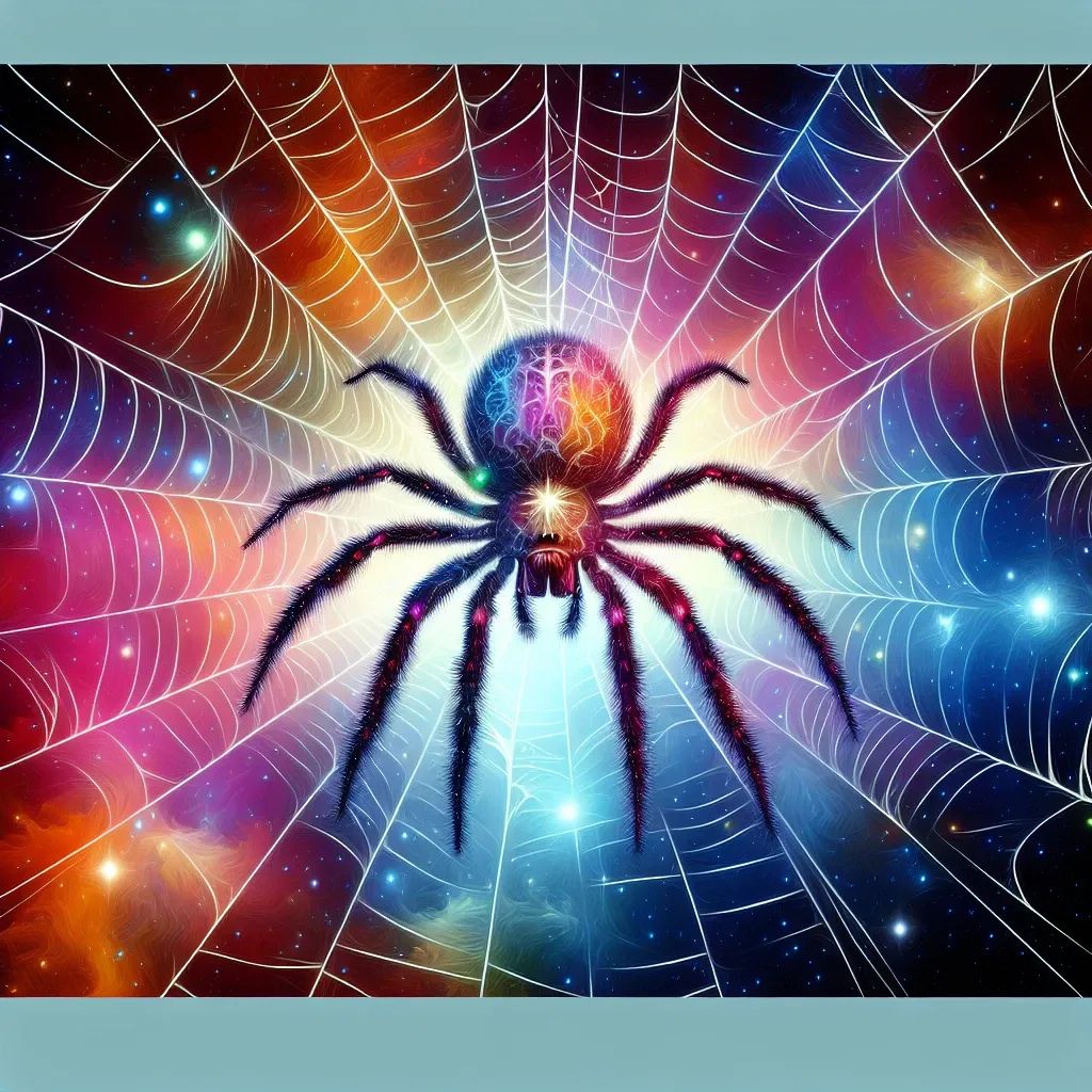 Illustration of a giant spider in a dream setting