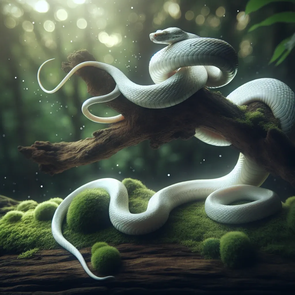 Illustration of a white snake in a dream