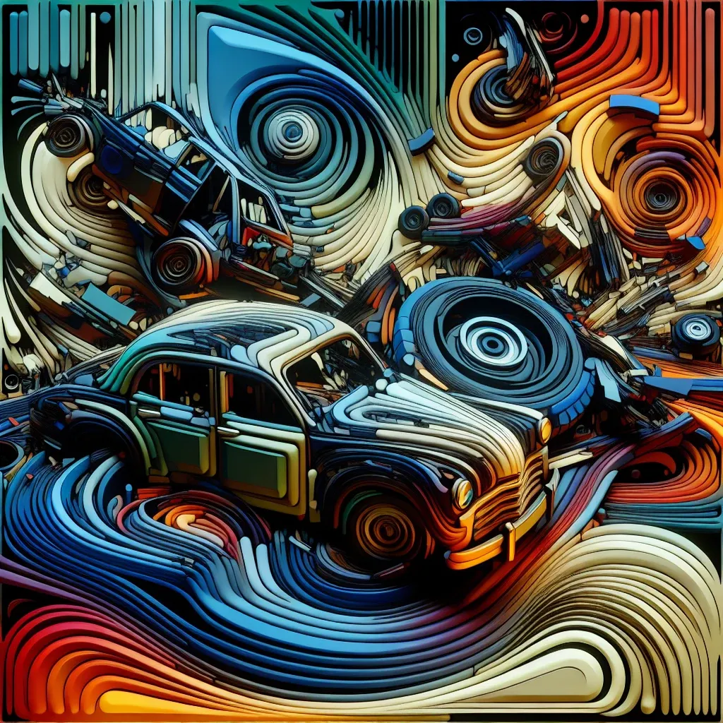 Illustration of a dream symbol: witnessing a car accident