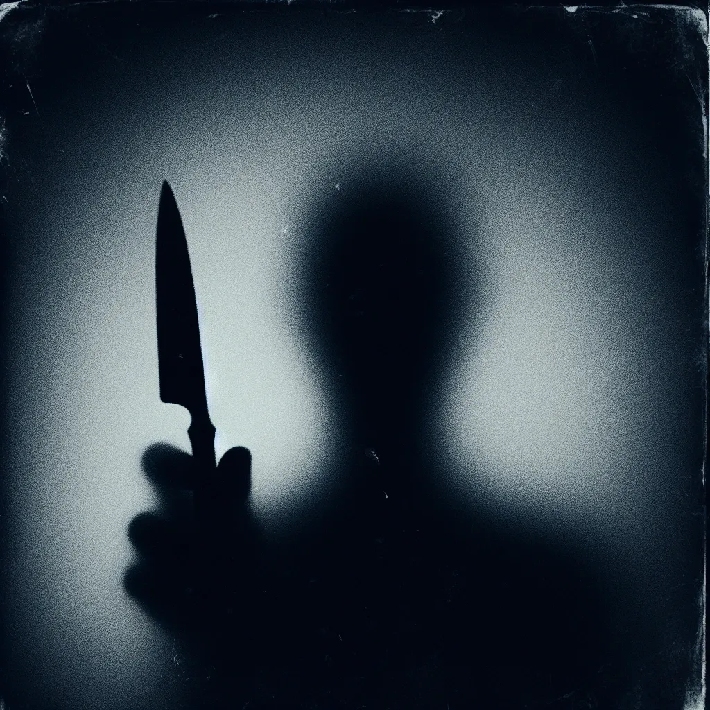 Illustration of a shadowy figure holding a knife, representing the unsettling nature of stabbing dreams.