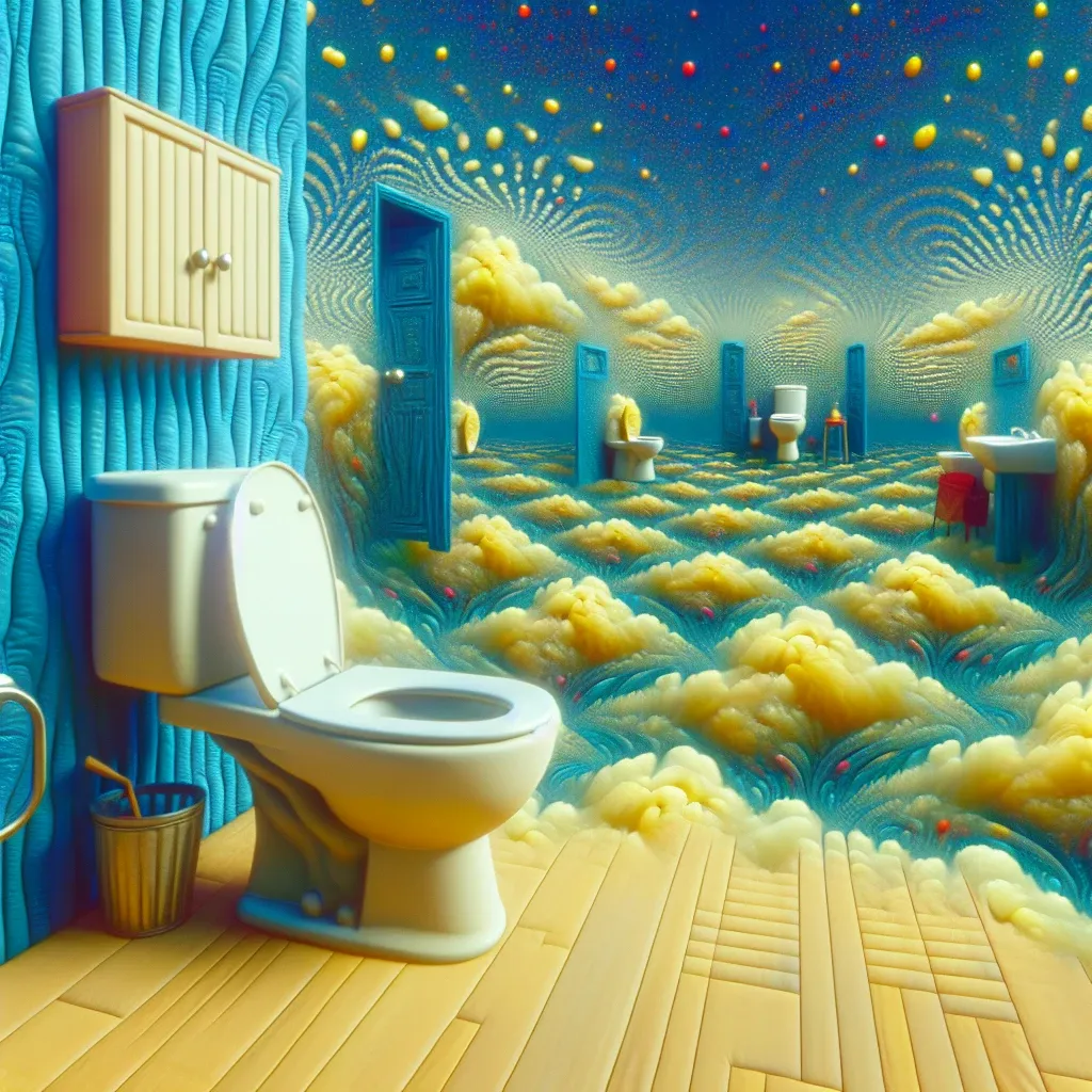 Illustration of a toilet with no privacy in a dream