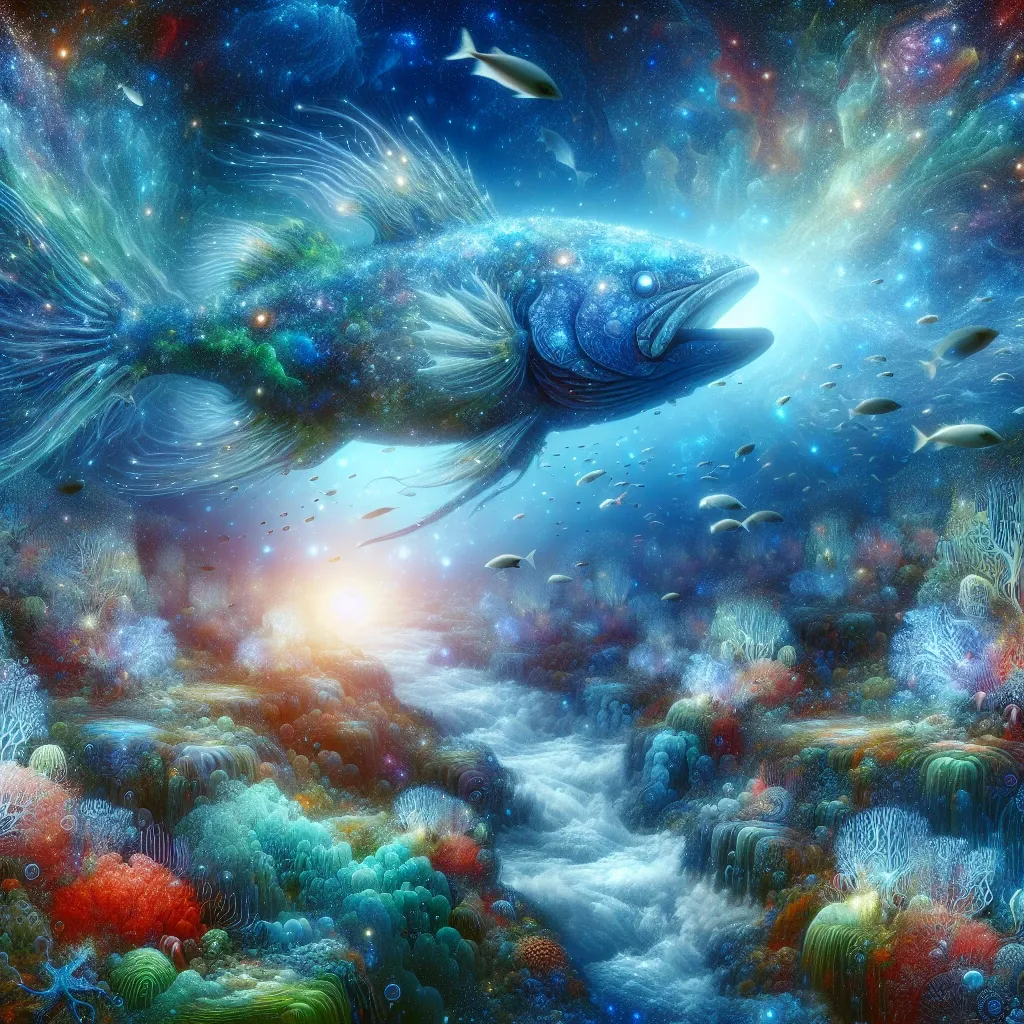 Illustration of a big fish in a dream