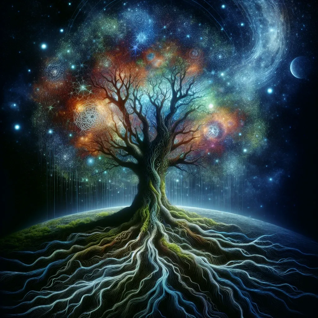 Illustration of a mystical tree in a dream