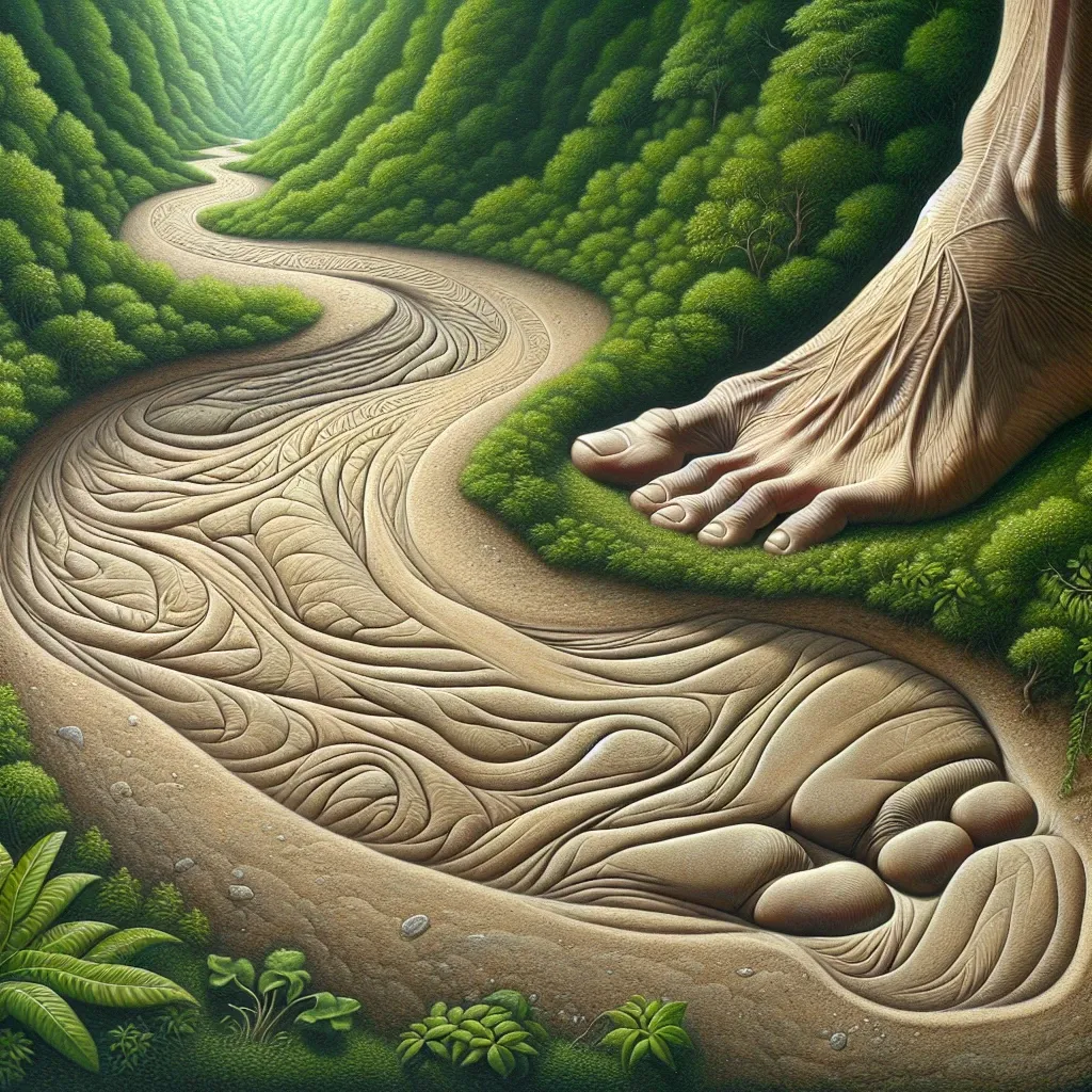 Illustration of a person walking barefoot in a dream