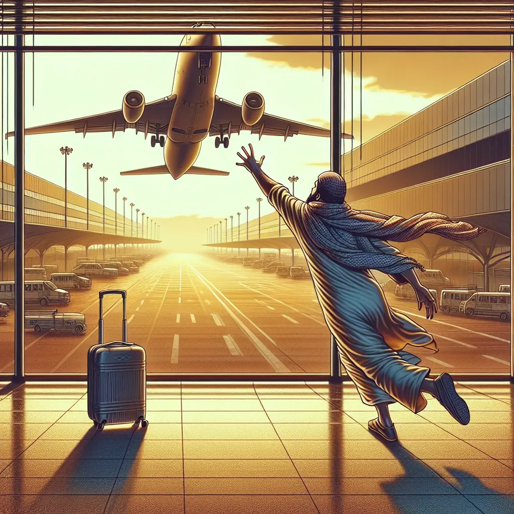 Illustration of missing a flight in a dream