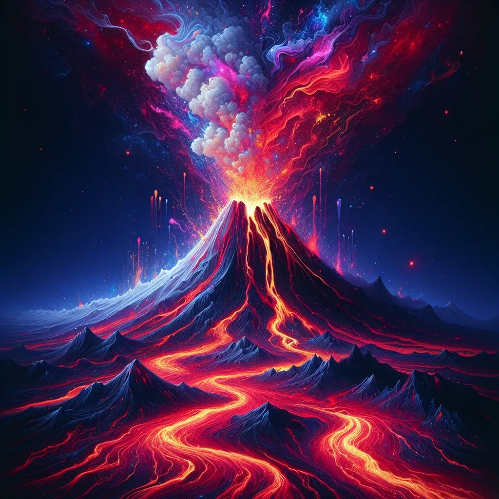 Illustration of a volcano erupting in a dream