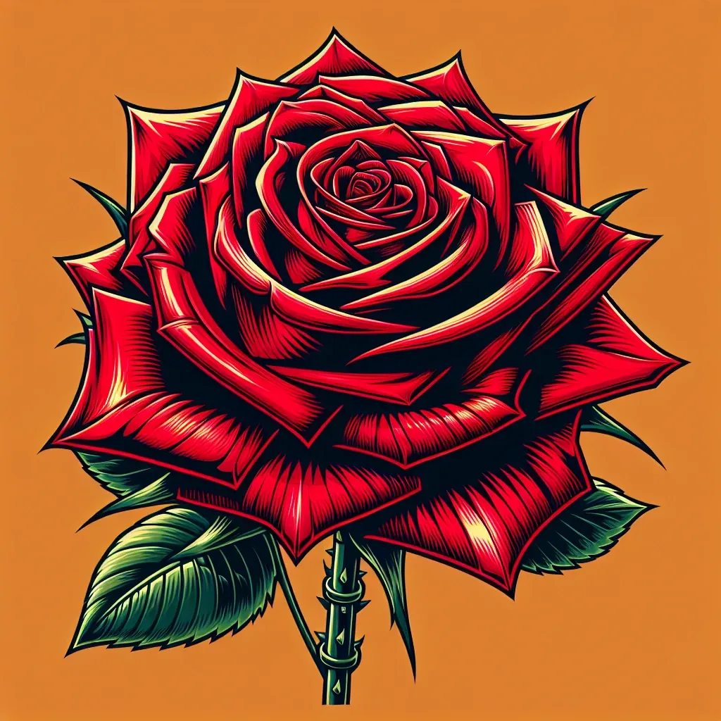 Illustration of a red rose symbolizing beauty and passion.