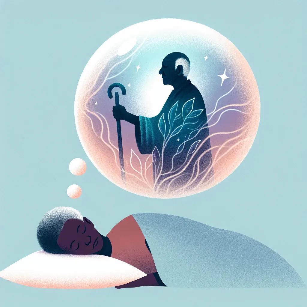 Illustration of a person dreaming of a deceased grandfather