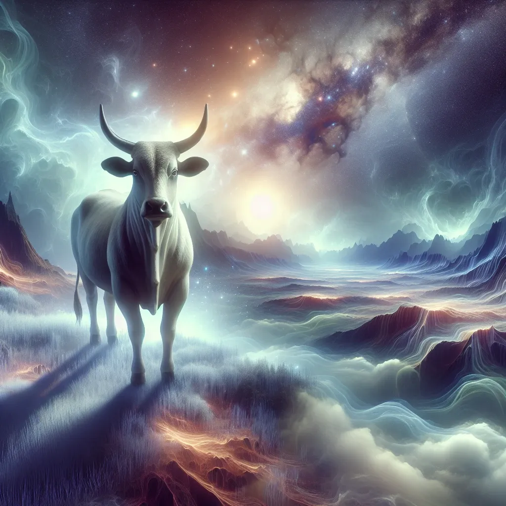 Illustration of a dream with a powerful bull symbolizing strength and determination.