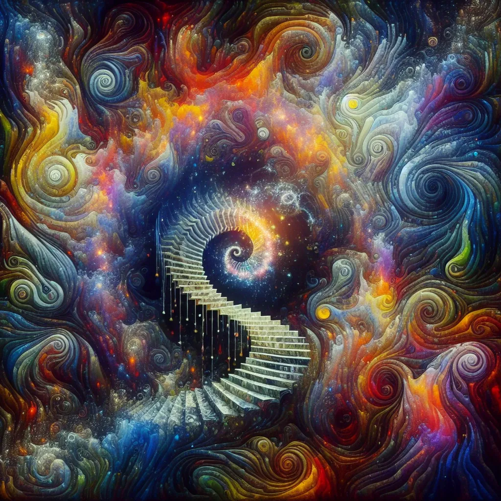 Illustration of a dream-like staircase symbolizing the act of going down stairs in dreams.