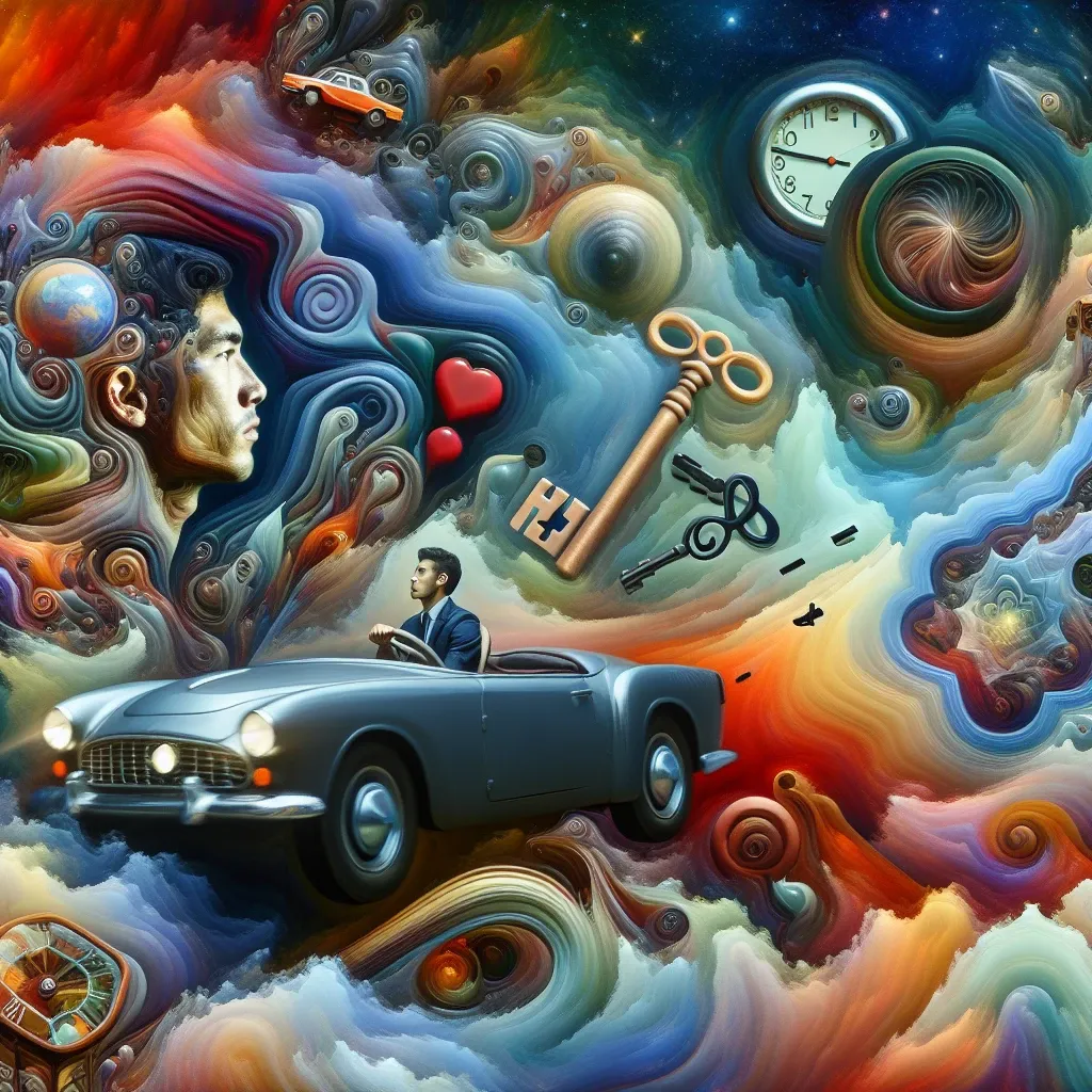 Illustration of driving a car in a dream, symbolizing personal control and choices in life.